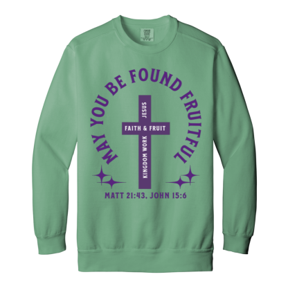 "Fruitful" Purple Text Comfort Colors Sweatshirt - Image 2