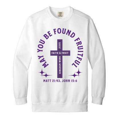"Fruitful" Purple Text Comfort Colors Sweatshirt - Image 3