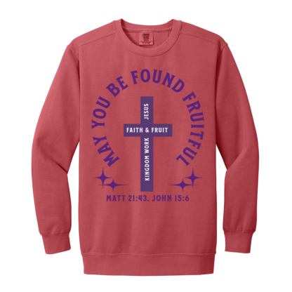 "Fruitful" Purple Text Comfort Colors Sweatshirt - Image 4
