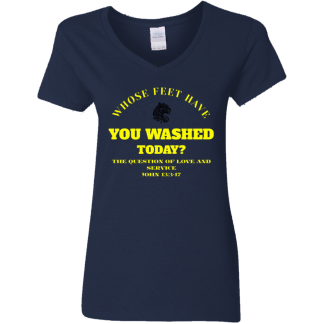 "Feet Washing" Ladies’ 5.3 oz. V-Neck T-Shirt