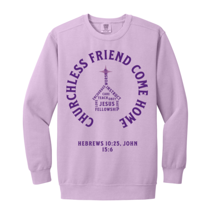 "Come Home" Purple Text Comfort Colors Sweatshirt - Image 2