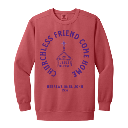 "Come Home" Purple Text Comfort Colors Sweatshirt - Image 4