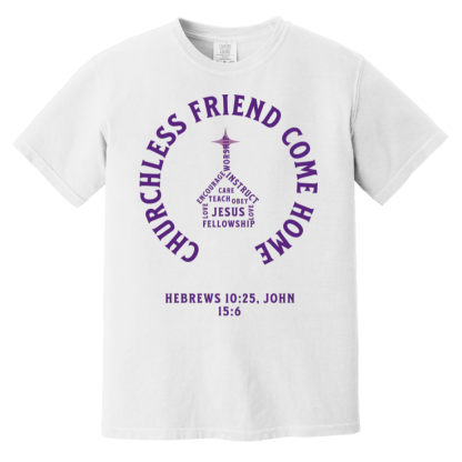 "Come Home" Purple Text Comfort Colors 6.1 oz T-Shirt - Image 4