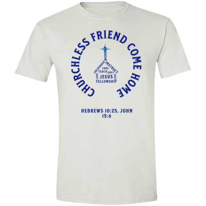 "Come Home" Blue Text Gildan 4.5 oz. Modern Tee - Image 3