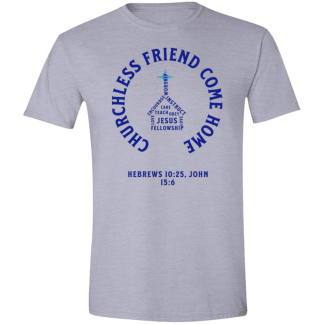"Come Home" Blue Text Gildan 4.5 oz. Modern Tee