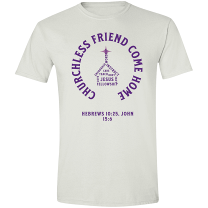 "Come Home" Purple Text Gildan 4.5 oz. Modern Tee - Image 5