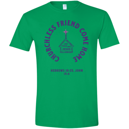 "Come Home" Purple Text Gildan 4.5 oz. Modern Tee - Image 4