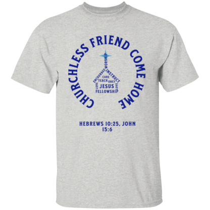 "Come Home" Blue Text Gildan 5.3 oz. T-Shirt - Image 6