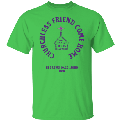 "Come Home" Purple Text Gildan 5.3 oz. T-Shirt - Image 4