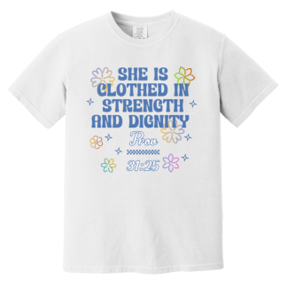 "Proverbs 31" Blue Lettering Comfort Colors 6.1 oz T-Shirt
