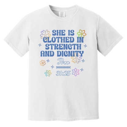 "Proverbs 31" Blue Lettering Comfort Colors 6.1 oz T-Shirt