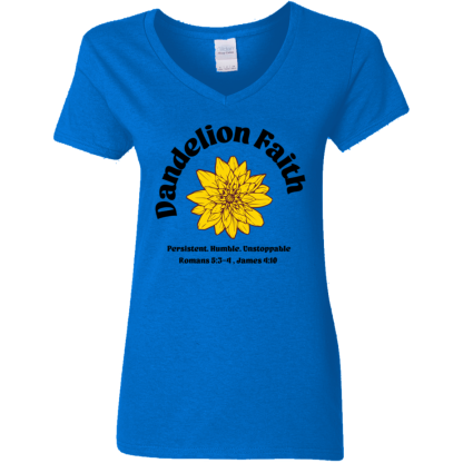 "Faith Unstoppable" Ladies’ 5.3 oz. V-Neck T-Shirt - Image 3