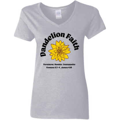 "Faith Unstoppable" Ladies’ 5.3 oz. V-Neck T-Shirt - Image 4