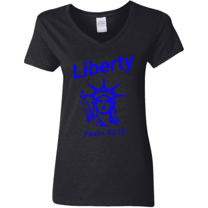 “Liberty" Ladies’ 5.3 oz. V-Neck T-Shirt - Image 2