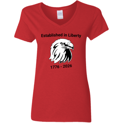 "Eagle" Ladies’ 5.3 oz. V-Neck T-Shirt - Image 2