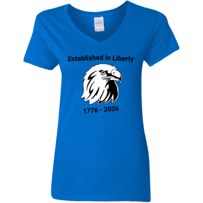 "Eagle" Ladies’ 5.3 oz. V-Neck T-Shirt - Image 3