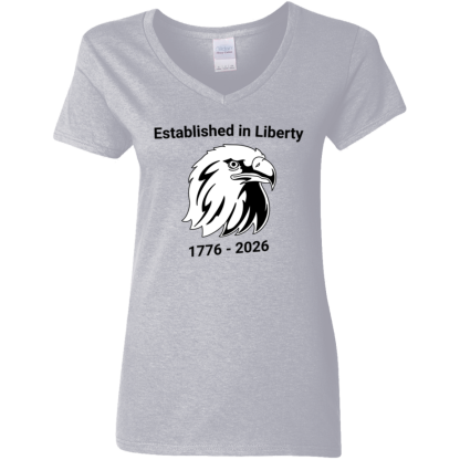 "Eagle" Ladies’ 5.3 oz. V-Neck T-Shirt - Image 4