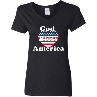 “God Bless America” Ladies’ 5.3 oz. V-Neck T-Shirt