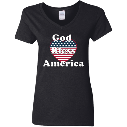 “God Bless America” Ladies’ 5.3 oz. V-Neck T-Shirt