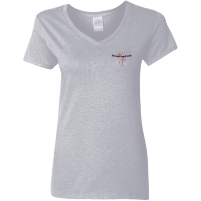"Blown by Grace”– Front/Back – Ladies’ 5.3 oz. V-Neck T-Shirt - Image 3