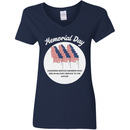Memorial Day Ladies 5.3 oz. V-Neck T-Shirt - 4 shirt colors - Image 2