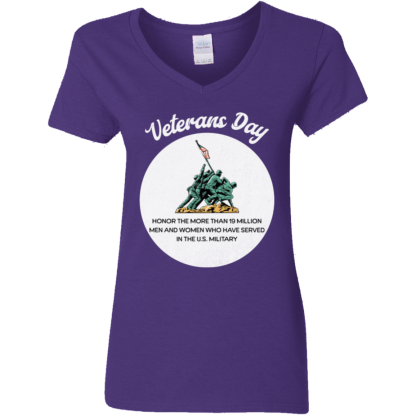 "Veterans Day" Ladies’ 5.3 oz. V-Neck T-Shirt - Image 2