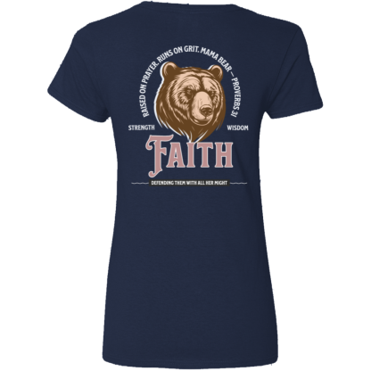 "Mama Bear" – Front/Back – Ladies’ 5.3 oz. V-Neck T-Shirt - Image 2