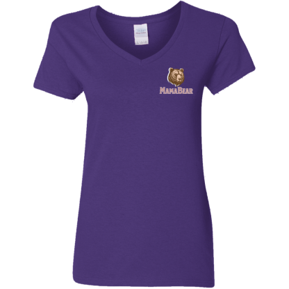 "Mama Bear" – Front/Back – Ladies’ 5.3 oz. V-Neck T-Shirt - Image 3