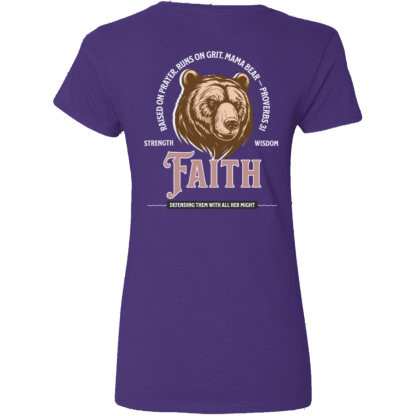 "Mama Bear" – Front/Back – Ladies’ 5.3 oz. V-Neck T-Shirt - Image 4