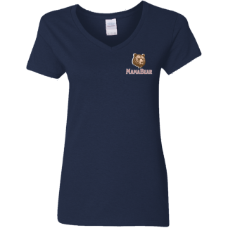 "Mama Bear" – Front/Back – Ladies’ 5.3 oz. V-Neck T-Shirt