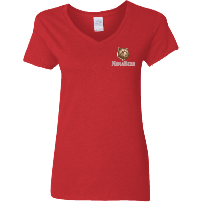"Mama Bear" – Front/Back – Ladies’ 5.3 oz. V-Neck T-Shirt - Image 5