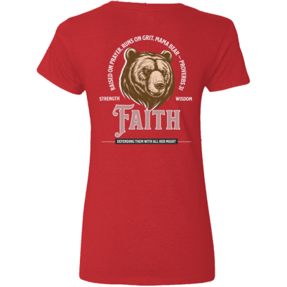 "Mama Bear" – Front/Back – Ladies’ 5.3 oz. V-Neck T-Shirt - Image 6