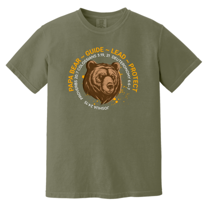 “Papa Bear” Orange Text Comfort Colors 6.1 oz T-Shirt - 4 shirt colors - Image 2