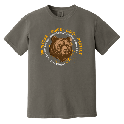 “Papa Bear” Orange Text Comfort Colors 6.1 oz T-Shirt - 4 shirt colors