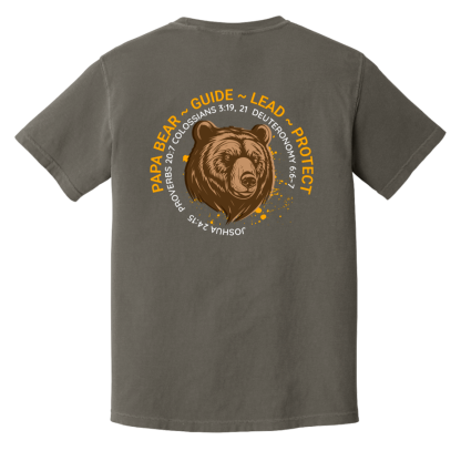 “Papa Bear” Orange Text -Front/Back- Comfort Colors 6.1 oz T-Shirt - 4 shirt colors - Image 2