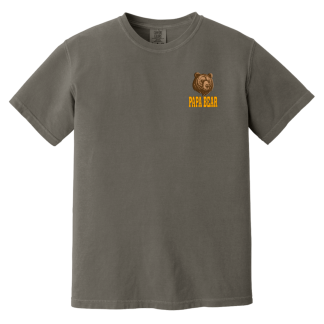 “Papa Bear” Orange Text -Front/Back- Comfort Colors 6.1 oz T-Shirt - 4 shirt colors