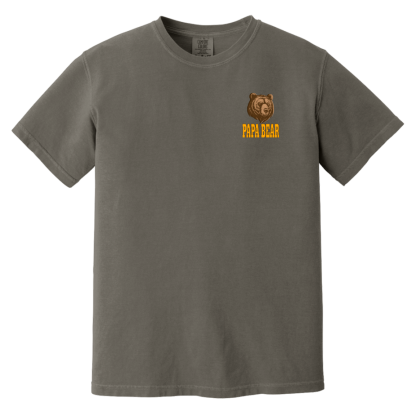 “Papa Bear” Orange Text -Front/Back- Comfort Colors 6.1 oz T-Shirt - 4 shirt colors