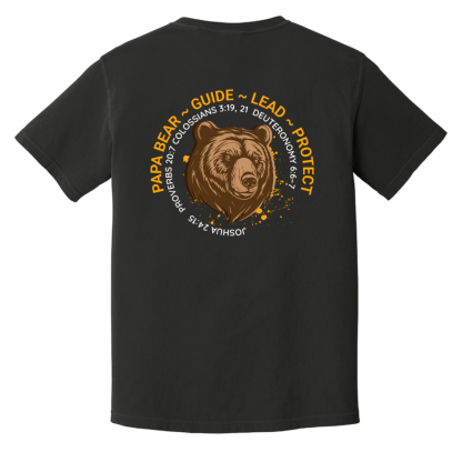 “Papa Bear” Orange Text -Front/Back- Comfort Colors 6.1 oz T-Shirt - 4 shirt colors - Image 6