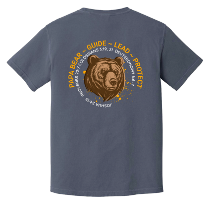 “Papa Bear” Orange Text -Front/Back- Comfort Colors 6.1 oz T-Shirt - 4 shirt colors - Image 8