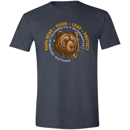 Papa Bear Orange Text Gildan 4.5 oz. Modern Tee - 6 shirt colors - Image 2