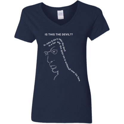 Is This the Devil?? Ladies 5.3 oz. V-Neck T-Shirt - 7 shirt colors