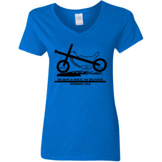 Moto-Cross Ladies' 5.3 oz. V-Neck T-Shirt - 4 shirt colors