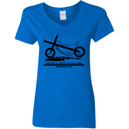 Moto-Cross Ladies' 5.3 oz. V-Neck T-Shirt - 4 shirt colors