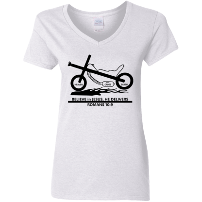 Moto-Cross Ladies' 5.3 oz. V-Neck T-Shirt - 4 shirt colors - Image 4