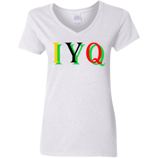 IYQ Ladies 5.3 oz. V-Neck T-Shirt- white shirt only